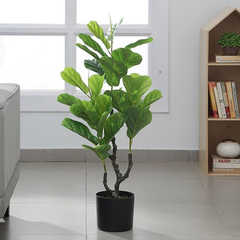 De Gardenia Fiddle X3 – 90 cm Tall Artificial Plant with Pot | Lifelike Faux Fiddle Leaf Décor for Home & Office