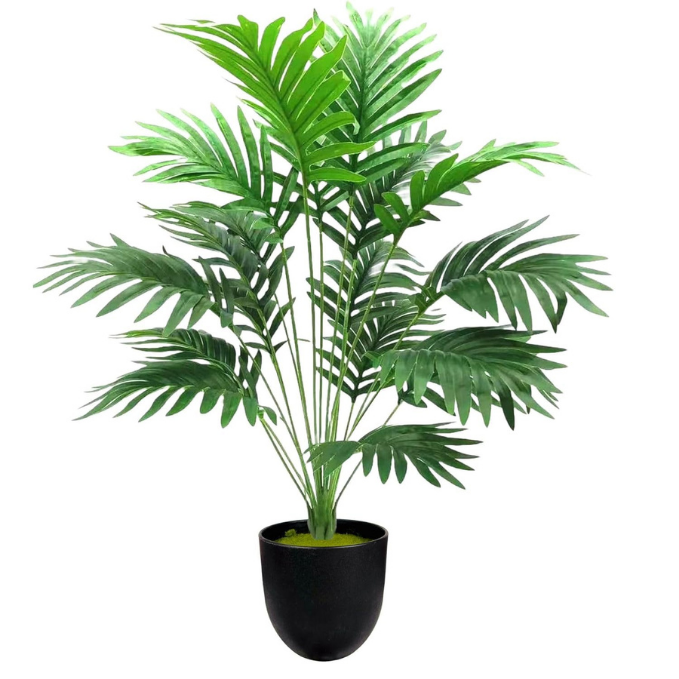 De Gardenia Artificial Areca Palm Plant – 75 cm Tall Faux Palm Tree with 18 Turtle Leaves | Without Pot | Indoor & Outdoor Décor for Home & Office