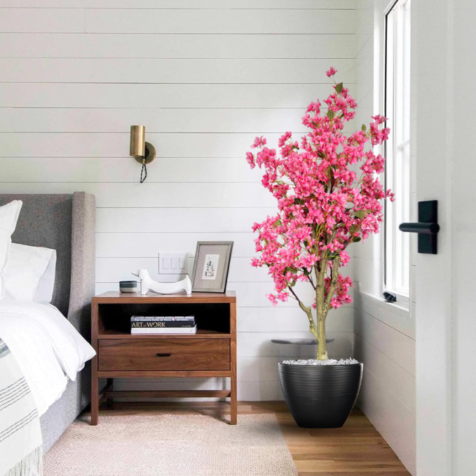De Gardenia Artificial Bougainvillea Tree – 5.7 Feet Tall | Faux Flowering Tree with Pink Blooms for Home, Balcony & Office Décor | Indoor Outdoor UV Resistant Decorative Plant Without Pot