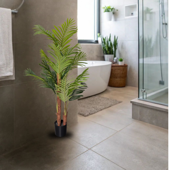 De Gardenia 150 cm Artificial Areca Palm Tree with Tall Black Planter – Indoor Decorative Faux Plant for Home & Office