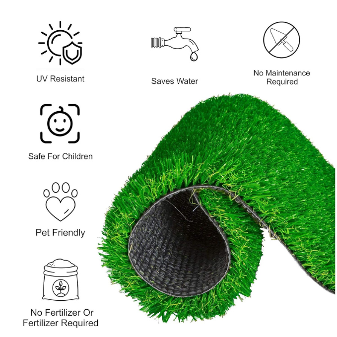 De Gardenia 35MM Artificial Grass Carpet – 6.6 × 10 ft | Extra-Large Turf Mat for Balcony, Garden & Terrace | Waterproof, UV-Resistant & Skin Friendly