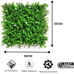 De Gardenia 50x50 cm Artificial Greenery Wall Panel – Lush Faux Vertical Garden Mat for Wall, Balcony & Home Décor