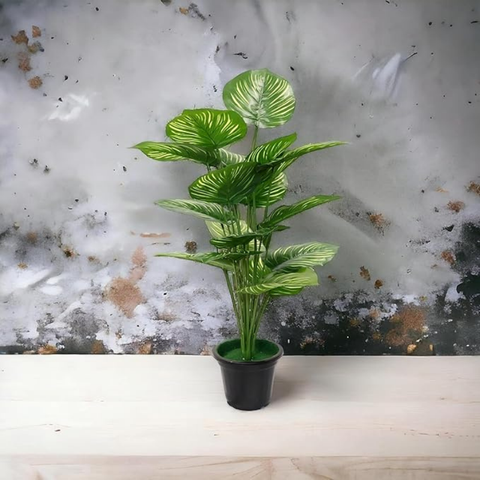 De Gardenia 30-Inch Artificial Philodendron Tropical Caladium Plant with Pot – Dark Green | Faux Decorative Plant for Indoor & Outdoor Home, Office & Commercial Décor (Pack of 1)