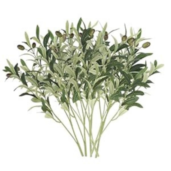 De Gardenia Faux Olive Branches with Fruits & Leaves – Decorative Artificial Stems for Vases & Home Styling (Pack of 3 Sticks | Vase Not Included)