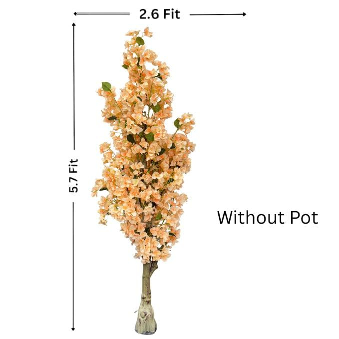 De Gardenia Artificial Bougainvillea Tree – 5.7 Feet Tall | Faux Flowering Tree with Pink Blooms for Home, Balcony & Office Décor | Indoor Outdoor UV Resistant Decorative Plant Without Pot