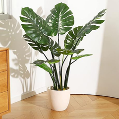 De Gardenia 120CM Artificial Monstera Plant 11 Leaves with Pot – Lifelike Decorative Plant for Home, Office & Indoor Décor
