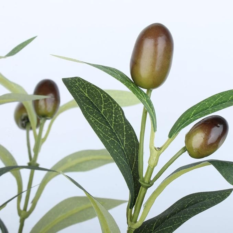 De Gardenia Faux Olive Branches with Fruits & Leaves – Decorative Artificial Stems for Vases & Home Styling (Pack of 3 Sticks | Vase Not Included)