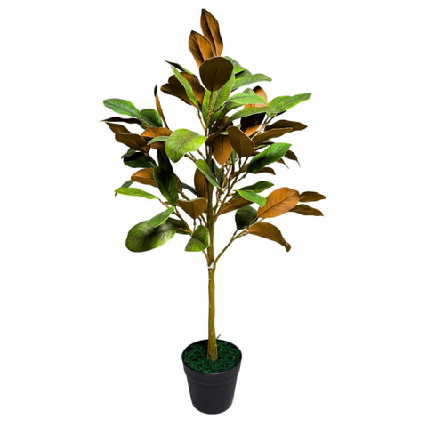 De Gardenia Decorative Artificial Magnolia Tree – 90 cm Tall Faux Green Plant Without Pot | Realistic Indoor & Outdoor Decorative Plant for Home, Office & Garden