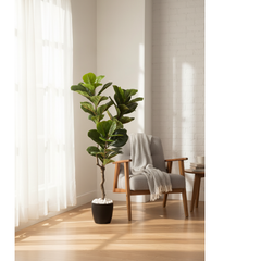 De Gardenia Fiddle Leaf – 120 cm Tall Artificial Plant | Lifelike Faux Indoor & Outdoor Décor Without Pot