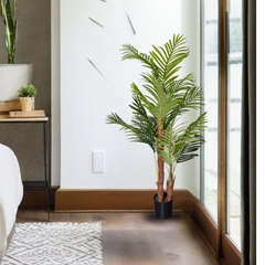 De Gardenia 150 cm Artificial Areca Palm Tree with Tall Black Planter – Indoor Decorative Faux Plant for Home & Office