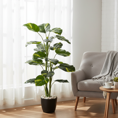 De Gardenia Money Plant – 105 cm Tall Artificial Plant | Lifelike Faux Indoor & Outdoor Décor Without Pot