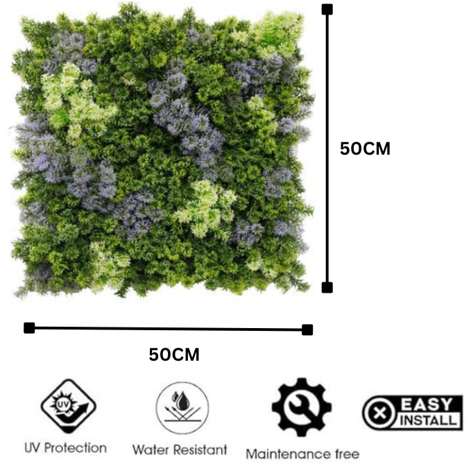 De Gardenia 50x50 cm Artificial Greenery Wall Panel – Lush Faux Vertical Garden Mat for Wall, Balcony & Home Décor