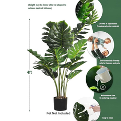 De Gardenia 4FT Artificial Monstera Plant | Faux Swiss Cheese Floor Plant for Indoor Home & Office Décor | Lifelike Tropical Greenery – Pot Not Included