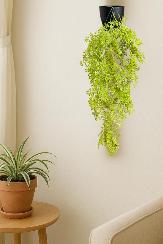 De Gardenia Artificial Hanging Plant with Basket – Realistic Green Leaves & Creepers for Home, Living Room & Wall Decoration