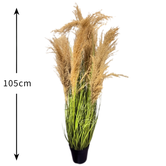 De Gardenia Natural Reed Pampas – 105 cm Tall Artificial Plant with Pot | Lifelike Faux Home & Office Décor
