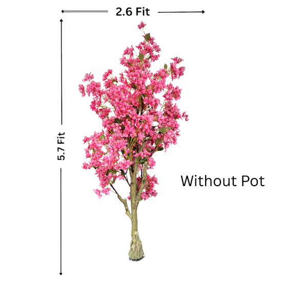 De Gardenia Artificial Bougainvillea Tree – 5.7 Feet Tall | Faux Flowering Tree with Pink Blooms for Home, Balcony & Office Décor | Indoor Outdoor UV Resistant Decorative Plant Without Pot