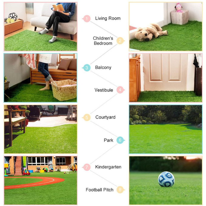 De Gardenia 40MM Artificial Grass Carpet – 6.6 × 6 ft | Ultra Plush Green Turf for Balcony, Terrace & Garden | Waterproof, UV-Resistant & Skin Friendly