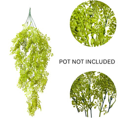 De Gardenia Artificial Hanging Plant with Basket – Realistic Green Leaves & Creepers for Home, Living Room & Wall Decoration