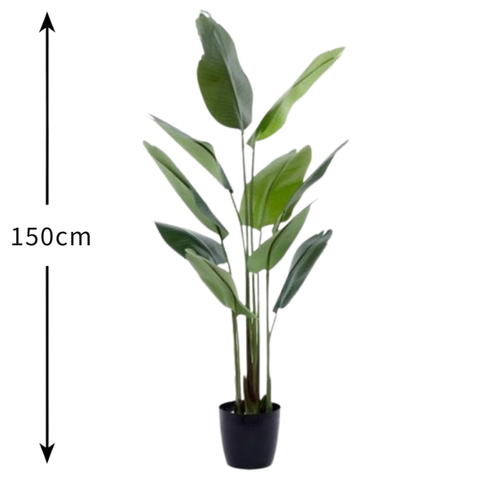 De Gardenia 150cm Artificial Traveller Palm Tree – Tall Faux Indoor Plant Without Pot for Home & Office Décor