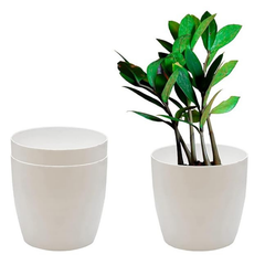 De Gardenia Flower Pots - 4.4 Inch Plastic Flower Pots | Modern Decorative Indoor Outdoor Planters/Pots - Plant Not Included - Pack of 3